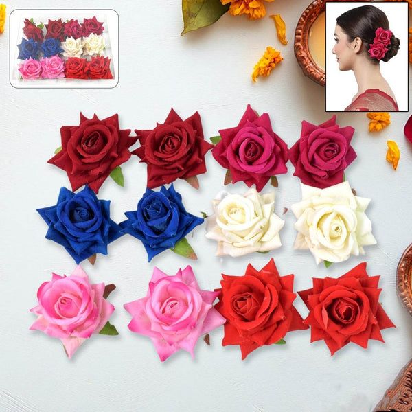 Colourful Flowing Flower Hair Pin (12 Pcs Set / Mix Color), Hair accessories - dailyneed.life