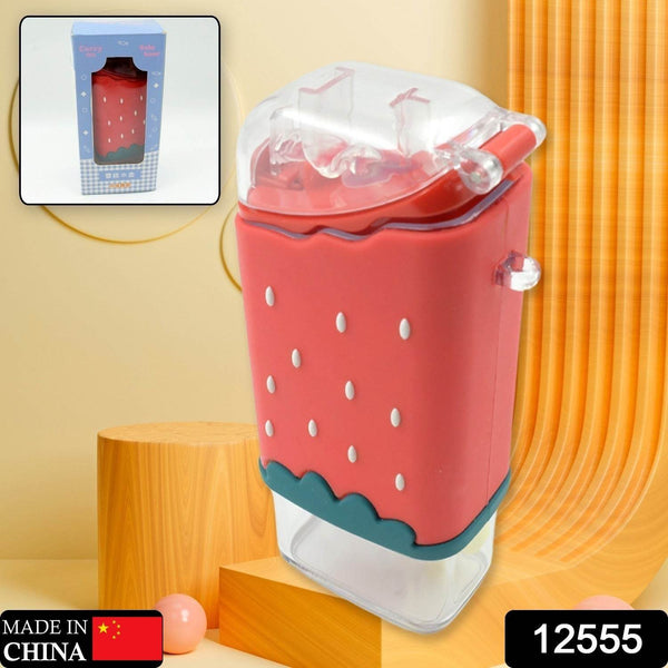 Portable Cute Water Bottle for Kids, Unique Ice Cream Shape water cup, sicle Shaped Plastic Kettle with Straw, Adjustable Shoulder Strap, BPA free, Leakproof (300 ML) - dailyneed.life