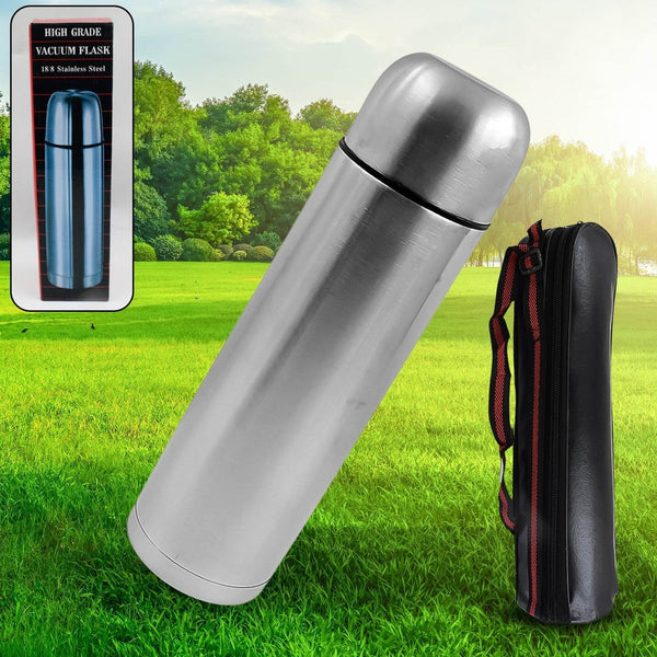 Vacuum Flask With Cover, 18/8 Stainless Steel | Hot and Cold Water Bottle with Push-Down Lid | Double Walled Stainless Steel Bottle for Travel, Home, Office, School, Picnic (750 ML) - dailyneed.life