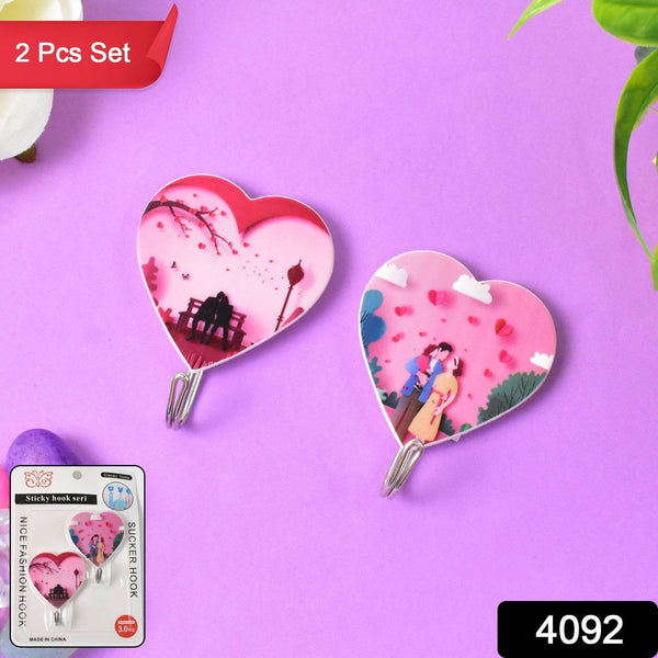 Multipurpose Strong Heart Shape Hook Self-Adhesive hooks (2 Pc Set) - dailyneed.life