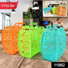Plastic Foldable Basket Bag || Fruit & Vegetable Storage Basket (3 Pcs Set / Multicolor) - dailyneed.life