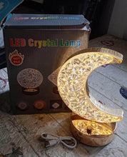 Crystal Table Lamp | Moon Shape Touch Control Lamp with 3 Color | Metal Bedside Lamp for Kids Bedroom Romantic Desktop Nightstand | Stepless Dimming USB Charging Touch Night Light - dailyneed.life