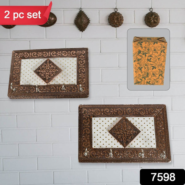 Handicraft Meenakari Wooden keyholder | Wall Hanging Key Holder Style for Your Home Decor & Gift Keys Stand for Entryway, Kitchen, Office, Bedroom Decorative Keys Organizer keyholder (2 Pc Set) - dailyneed.life