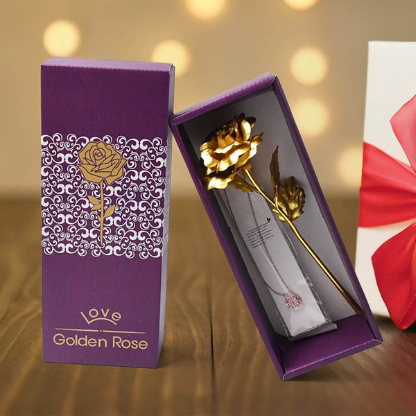 Golden Rose & Necklace Set Perfect Gift Set - dailyneed.life