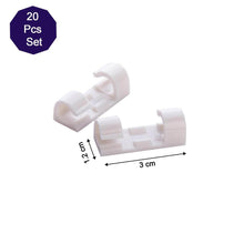 Self Adhesive Cable Clips Wire Manage Holder Sticky Mount-Round Plastic Cable Cord - Pack of 20 - dailyneed.life