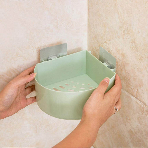 Corner Shelf Bathroom Kitchen Rack Self Adhesive Shower Caddy Plastic Triangle Wall Mount Storage Basket - dailyneed.life
