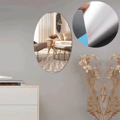 SMALL OVAL FRAME LESS MIRROR WALL STICKER FOR DRESSING - dailyneed.life