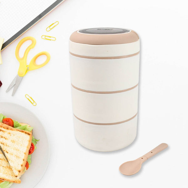 Ganesh Smart Stack 3 Layer Portable Lunch Box Stainless Steel Airtight Leak-Proof Lunch Box for Office, School, Picnic: Color May Vary (3 Layer) - dailyneed.life