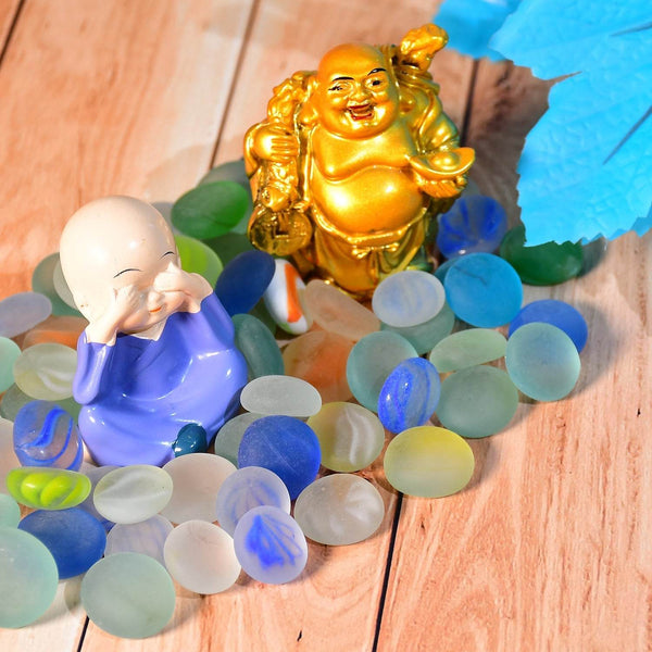 Glass Gem Stone, Flat Round Marbles Pebbles for Vase Fillers, Attractive pebbles for Aquarium Fish Tank. - dailyneed.life
