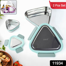 Ganesh Trinity 2-Piece Stainless Steel Triangle Lunch Box Set - dailyneed.life