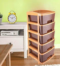 5tier Plastic Modular Drawer System For Multiple Use (Brown colour) - dailyneed.life