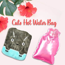 Grey Cat Print Small Hot Water Bag with Cover for Pain Relief - dailyneed.life