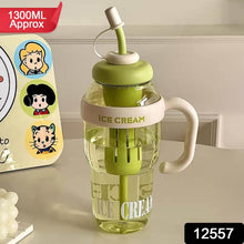 Approx 1300ML Large Capacity Cute Ice Cream Themed Water Bottle with Handle, Straw & Fruit Infuser – Leakproof Sipper for Kids & Adults - dailyneed.life