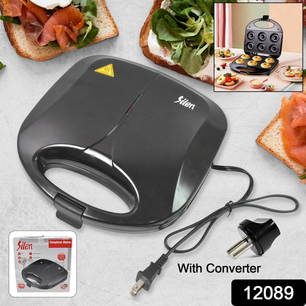 Donut Maker Machine 750W Electric Donut Maker 6pcs Circle Shaped cavity (1 Pc / With 2 PIN Plug Converter 1 Pc ) - dailyneed.life