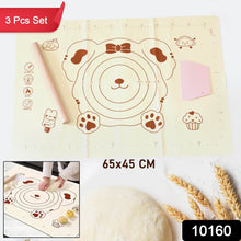 3 In1 Silicone Baking Mat With Wooden Belan & Cake Scraper (3 Pcs Set / 65×45 CM) - dailyneed.life