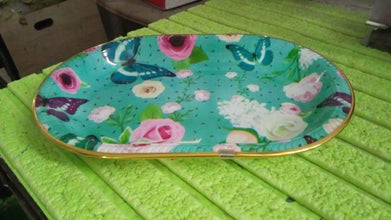Big Plastic Flower Printed Design Serving Tray (1 Pc / 35 x 24 CM / Mix Color) - dailyneed.life