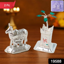 Silver-Plated Kamdhenu Cow & Tulsi Plant Pair – Pooja & Home Décor - dailyneed.life