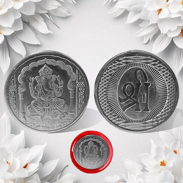 Ganesh Ji, Silver color Coin for Gift & Pooja | Silver Coin | Silver Coin / Diwali Gift (1 Pc / (Metal is not silver) - dailyneed.life