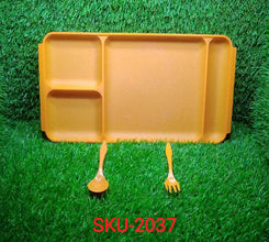 4-Compartment Plastic Dish Set with Spoon & Fork – Versatile Dinner & Pav Bhaji Plate - dailyneed.life