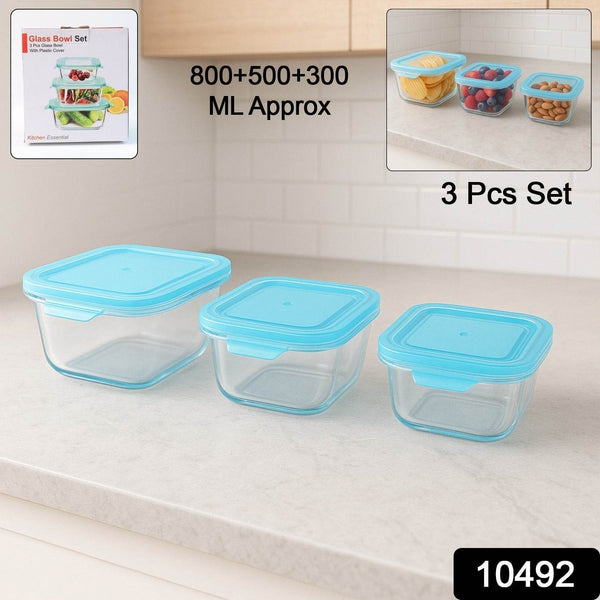 Premium Quality 3-Piece Square Glass Food Storage Container / Bowl Set - dailyneed.life