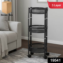 3-Layer Round Metal Mesh Utility Storage Trolley with Wheels - dailyneed.life