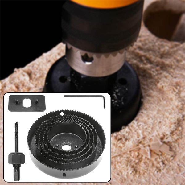 8-Piece Set Carbon Arbored Adjustable Hole Saw Set Round Circular (64 mm, 76mm1 89mm, 102mm & 127mm) - dailyneed.life