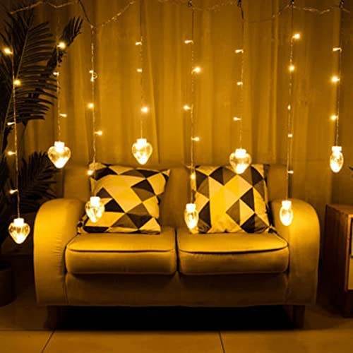 8 Feet 12 Wish Heart Ball String LED Lights With Color Box for Home Decoration, Diwali & Wedding LED Christmas Light Indoor and Outdoor Light ,Festival Decoration (Wishing Ball Warm White) - dailyneed.life