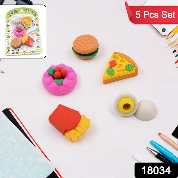 3D Food-Shaped Colorful Eraser Set – Cute Novelty Mini Erasers for Kids (5 Pc Set) - dailyneed.life