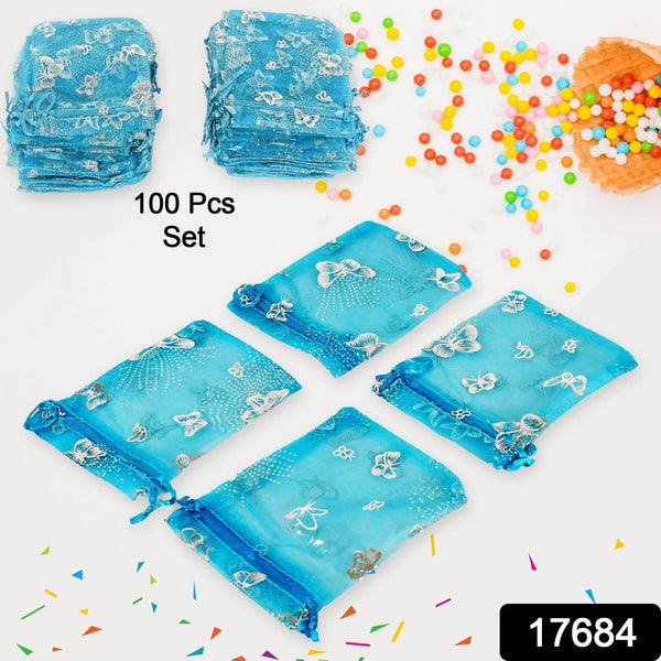 Organza Return Gift Bags Small Mesh Bags Drawstring Gift Bags Christmas Drawstring Organza Gift Bags, Wedding Party Festival Gift Bags, Jewellery Packing Pouch Dry Fruit Pouch 10×12 Cm (100 Pcs Set) - dailyneed.life