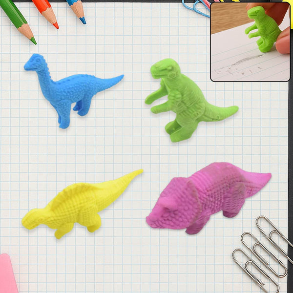 Small Dinosaur Shaped Erasers (4 Pc): Animal Erasers for Kids (School Supplies) - dailyneed.life