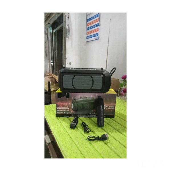 Wireless Bluetooth Speaker 5W High Bass with Wireless Mic / Microphone, LED Torch, Solar Charging, Support USB & Adjustable Strap (1 Set) - dailyneed.life