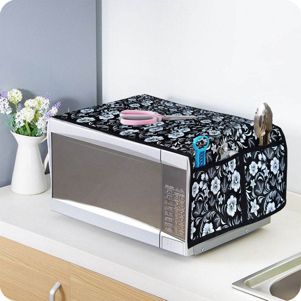 Microwave/Oven Top Cover with 4 Utility Pockets (Mix Design) - dailyneed.life