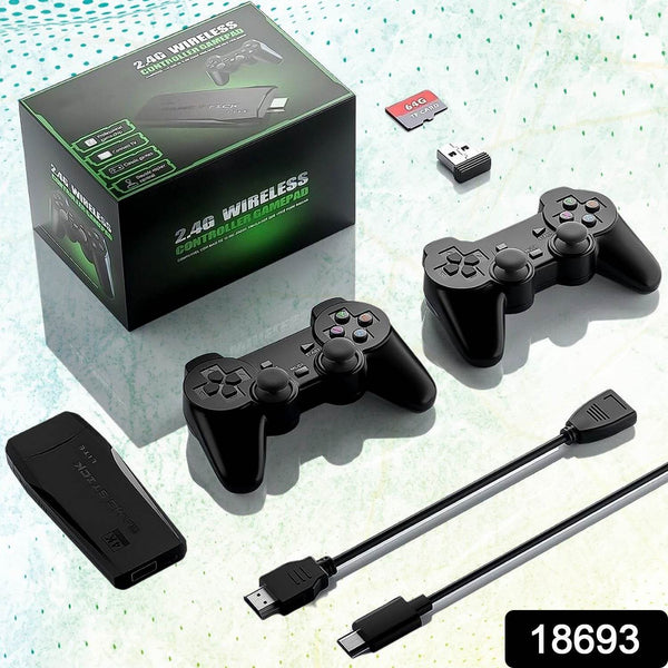 Wireless Controller Gamepad with 10,000+ Games, 4k Ultra HD Game Sticks Output, and 2.4GHz Wireless Controller Video Games with 64gb Memory Card (1 Set) - dailyneed.life