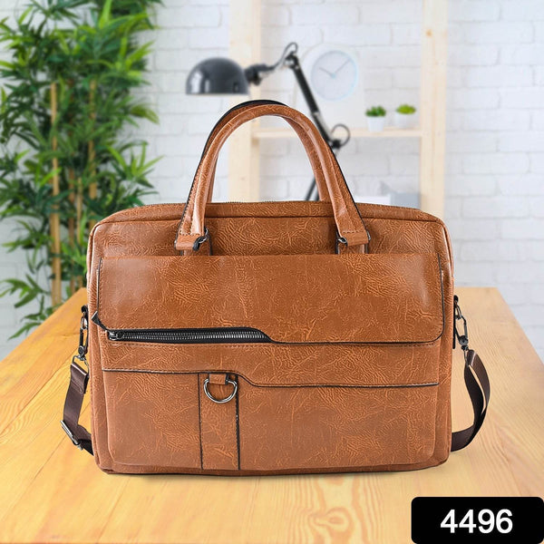 Premium Faux Leather Multipurpose Messenger Briefcase with Shoulder Strap (1 Pc) - dailyneed.life