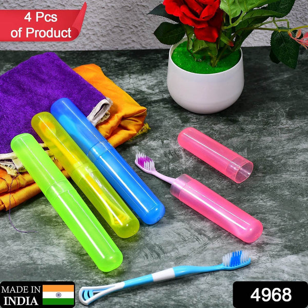 4-Piece Anti-Bacterial Plastic Toothbrush Cover Set – Travel Holder Cases - dailyneed.life