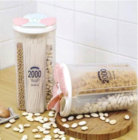 Kitchen Storage - Transparent Sealed Cans / Jars / Storage Box 4 Section - dailyneed.life