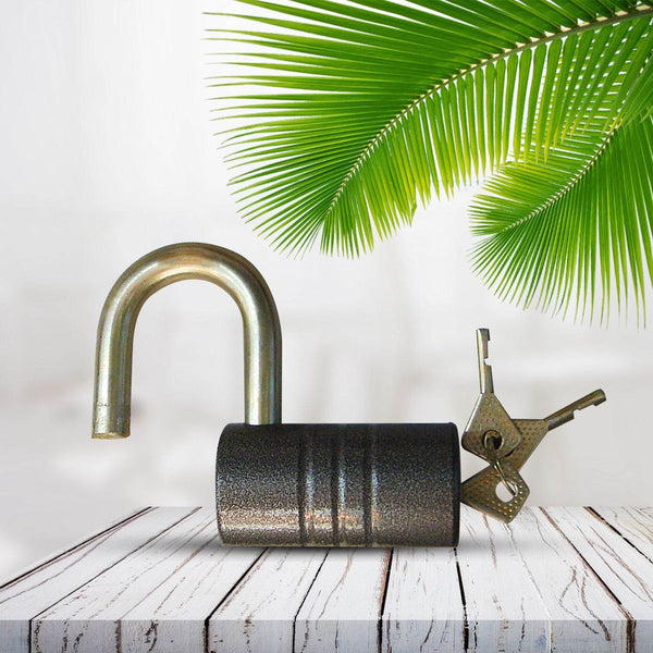 Heavy-Duty Iron Padlock – 82mm Black Spray Lock with Brass Core & 5 Keys, Waterproof & Anti-Theft - dailyneed.life