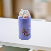 Girl Glass Water Bottle for School with Kid Sparkle Strap Cat Lid Sequins Glitter Glass Cup Birthday Gift Children 350ml (MOQ :- 75 pc) - dailyneed.life