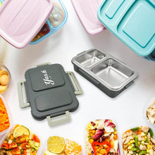 Customize Miracle Quick Lock Leak Proof 2 Compartment Stainless Steel LUNCH BOX Inner Plate Reusable Microwave Freezer Safe Lunch Box Trendy Thermal Insulation Leak Proof for Office Vacuum Tiffin Box for Boys / Girls / School / Office Women and Men  - dailyneed.life