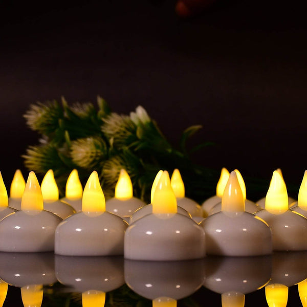 Set of 12 Flameless Floating Candles Battery Operated Tea Lights Tealight Candle - Decorative, Wedding, Diwali - dailyneed.life