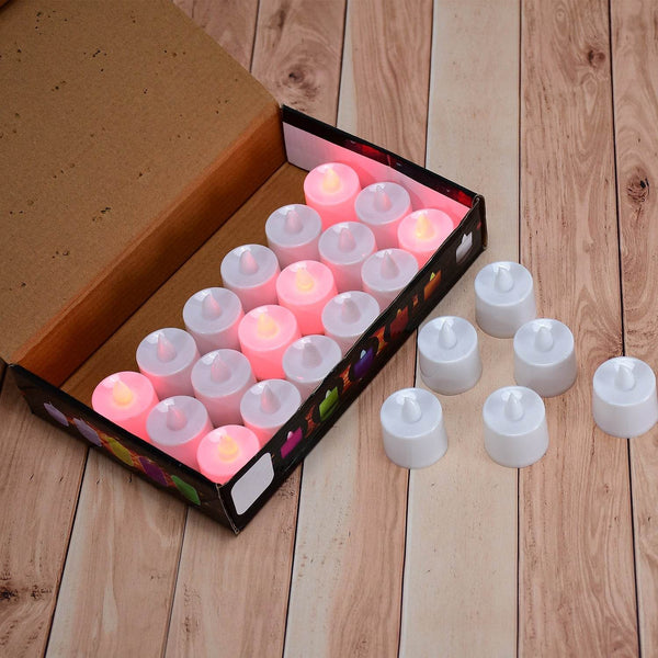Red LED Tealights – Smokeless Flameless Candles for Home Décor, Diwali (24 Pcs) - dailyneed.life