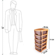 5tier Plastic Modular Drawer System For Multiple Use (Brown colour) - dailyneed.life