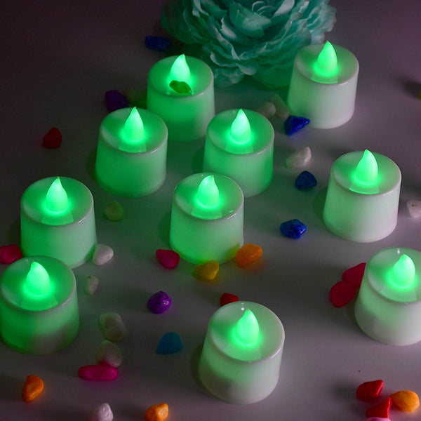 Green Flameless LED Tealights, Smokeless Plastic Decorative Candles - Led Tea Light Candle For Home Decoration, Diwali (Pack Of 24) - dailyneed.life
