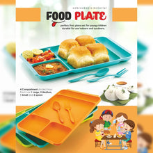 4-Compartment Plastic Dish Set with Spoon & Fork – Versatile Dinner & Pav Bhaji Plate - dailyneed.life