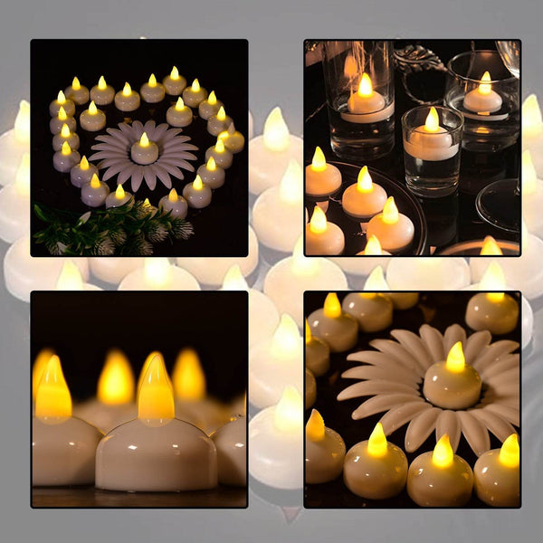 Set of 12 Flameless Floating Candles Battery Operated Tea Lights Tealight Candle - Decorative, Wedding., Diwali( Diya , Divo , Diva , Deepak , Jyoti ,) - dailyneed.life