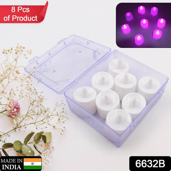 Pink Flameless LED Tealights, Smokeless Plastic Decorative Candles - Led Tea Light Candle For Home Decoration , Diwali (Pack Of 8pc) ( Diya , Divo , Diva , Deepak , Jyoti) - dailyneed.life