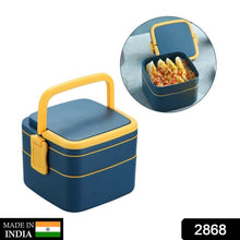 Blue Double-Layer Portable Bento Lunch Box – Stackable with Handle & Spoon - dailyneed.life