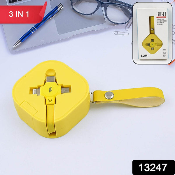 3 in 1 Charger Cable, Retractable Type, Compatible with Smartphones (1 Pc) - dailyneed.life