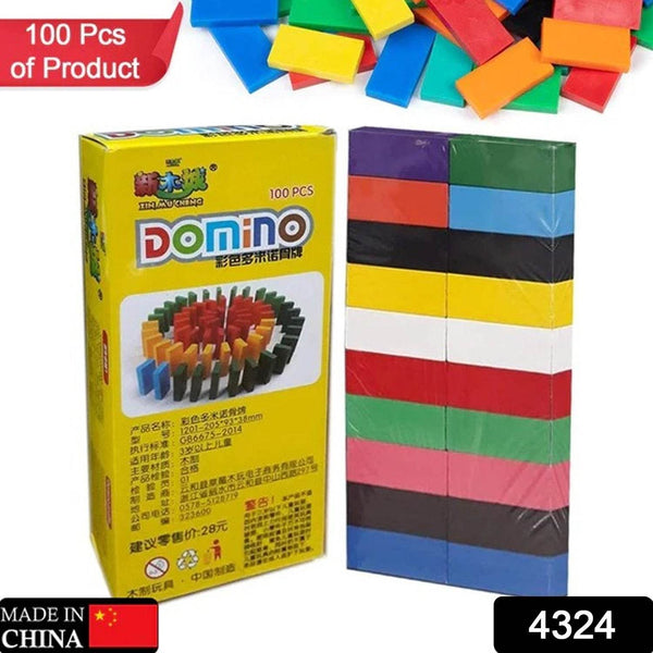 100PC DOMINO BLOCKS SET MULTICOLOR WOODEN TOY BUILDING INDOOR GAME TOY - dailyneed.life