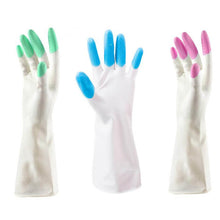 Reusable Rubber Latex PVC Flock lined Elbow Length Hand Gloves cleaning gloves - dailyneed.life